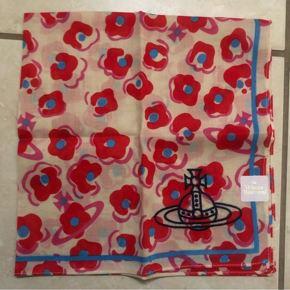 Vivienne Westwood Accessories - New Vivienne Westwood Cotton Scarf Bandana Handkerchief Flowers Orb All Over
